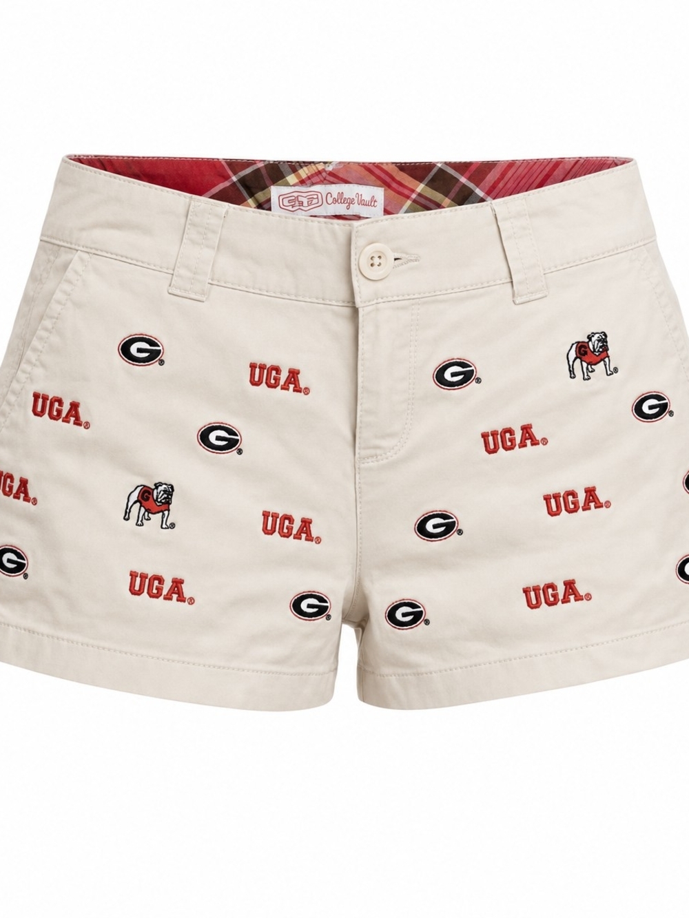 College Classics UGA Bulldogs Embroidered Khaki Shorts Size 1